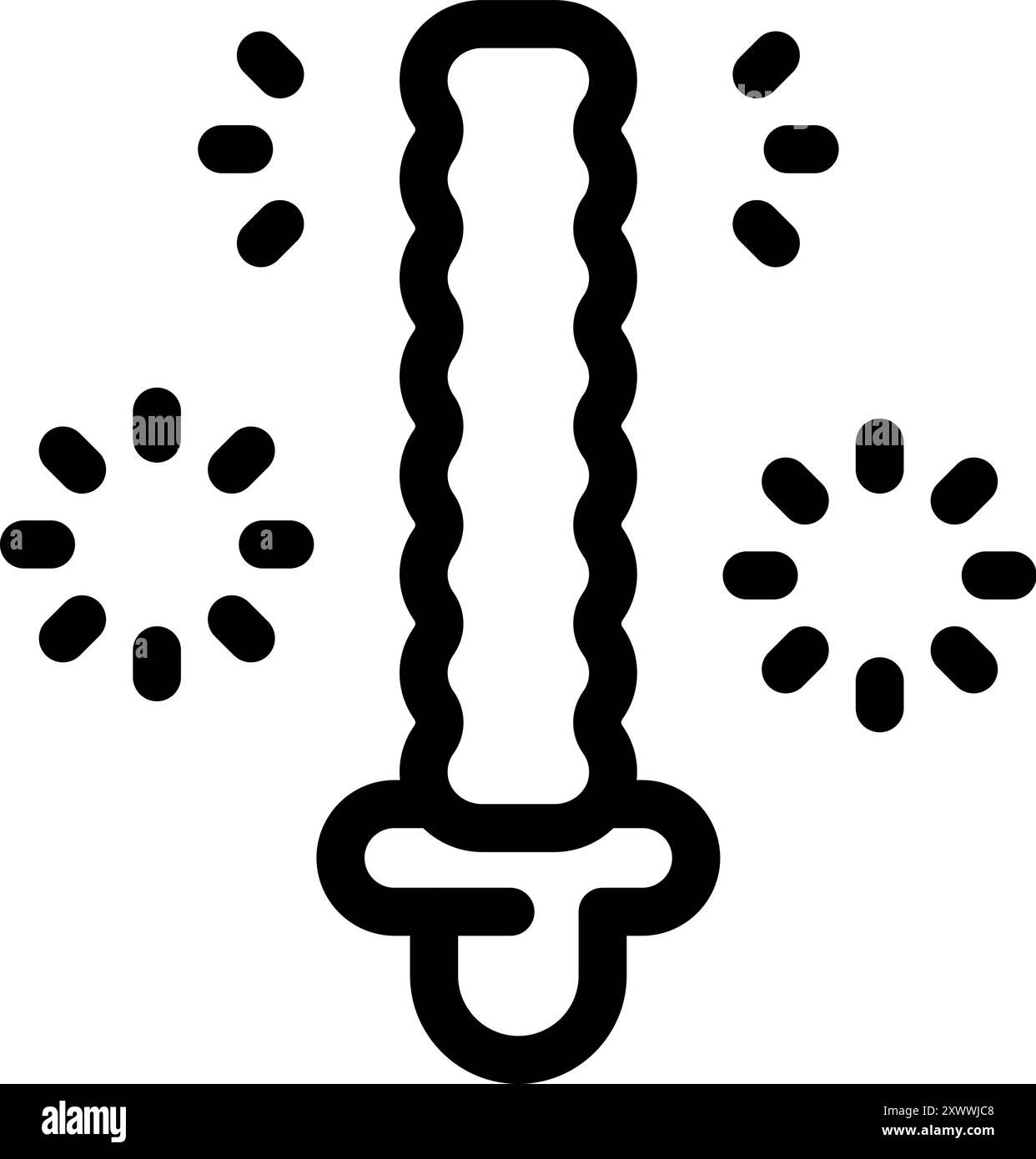 This line icon design depicts a fireworks rocket exploding in the night ...