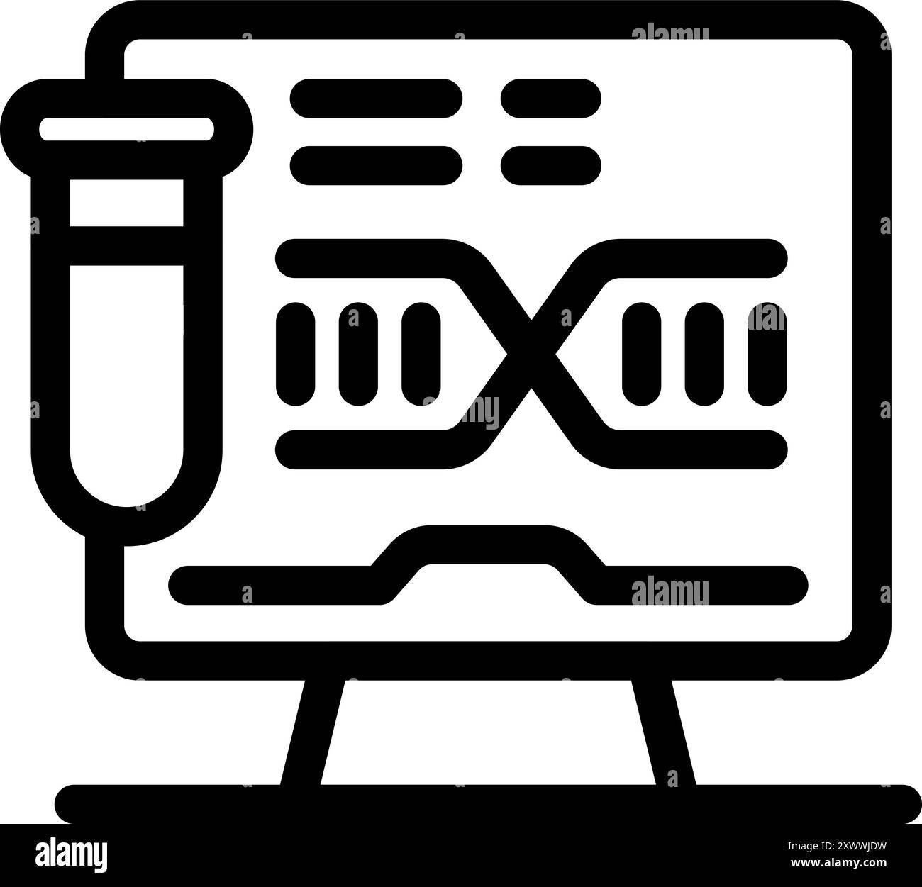 Icon of a lab computer analyzing dna structure with a test tube next to ...