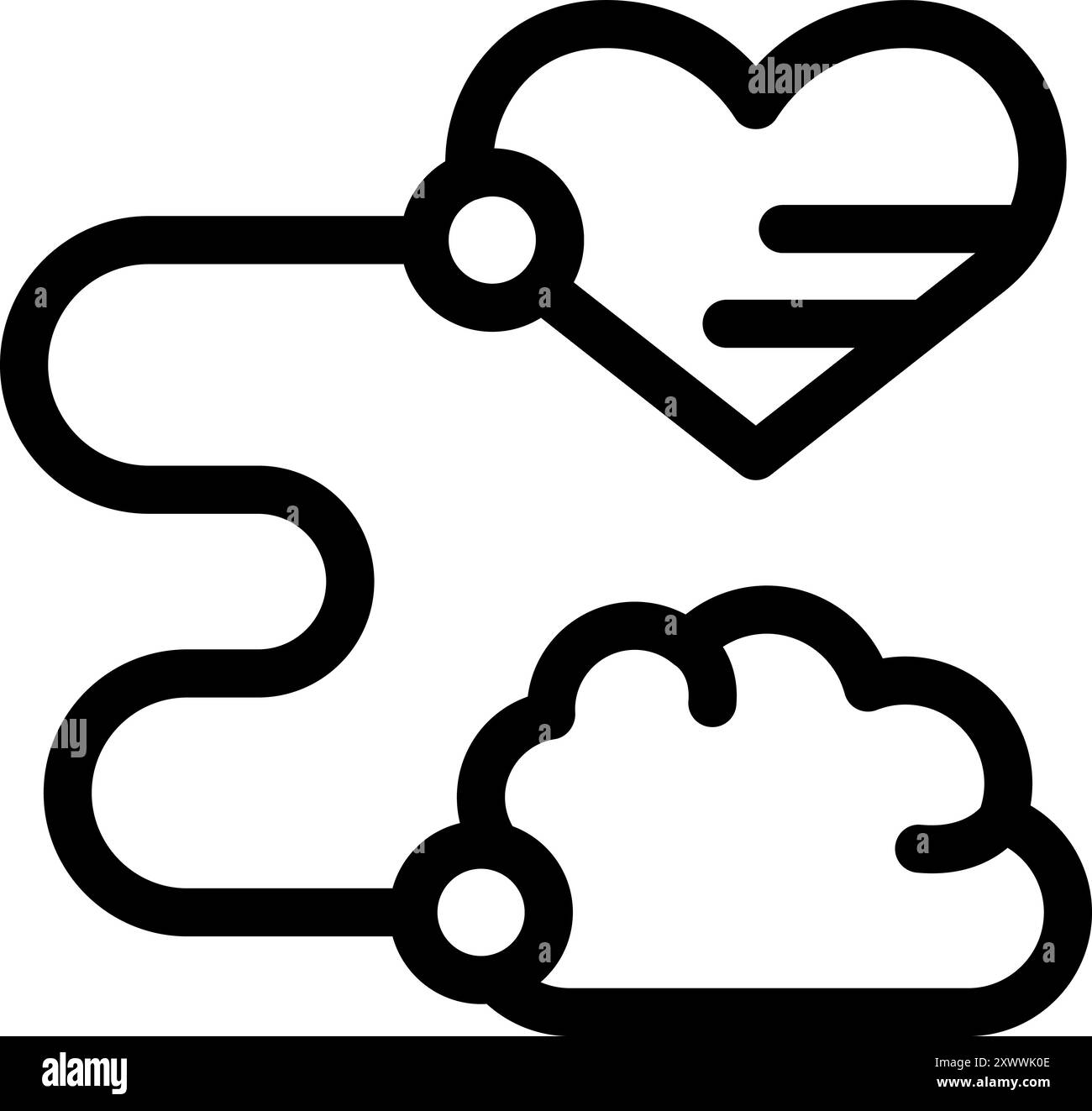 Line art vector showing a connection between a brain and a heart ...