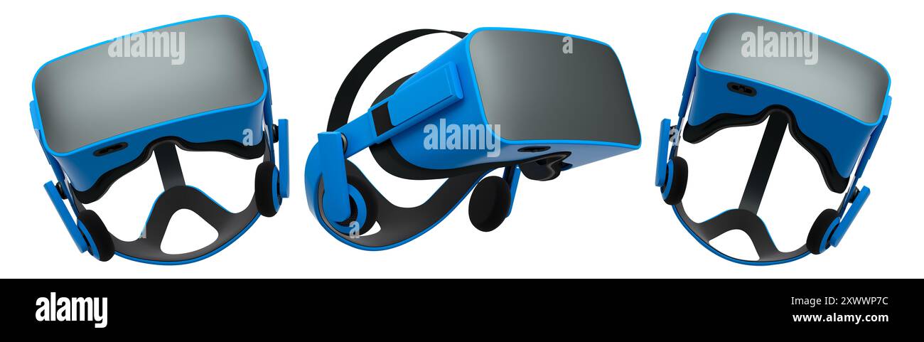Virtual reality glasses and headset isolated on white background with ...