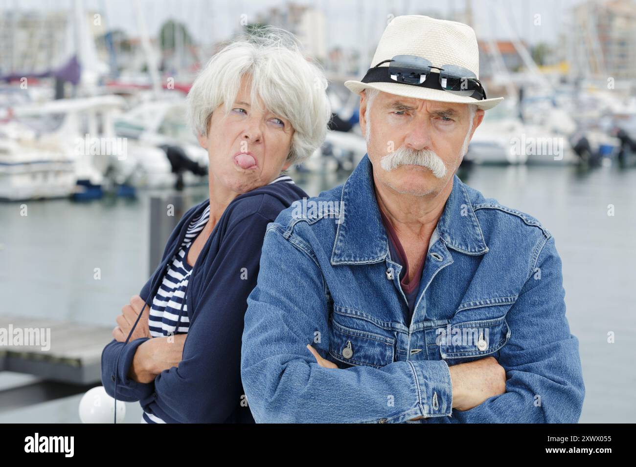 a senior couple after arguing Stock Photo