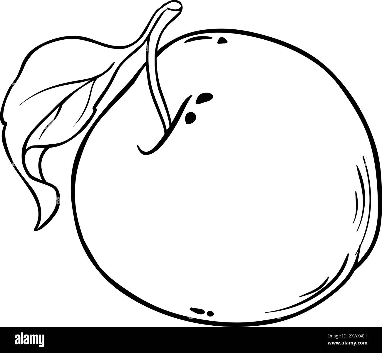 Apple Fruit with Leaf Outline Illustration Stock Vector Image & Art - Alamy