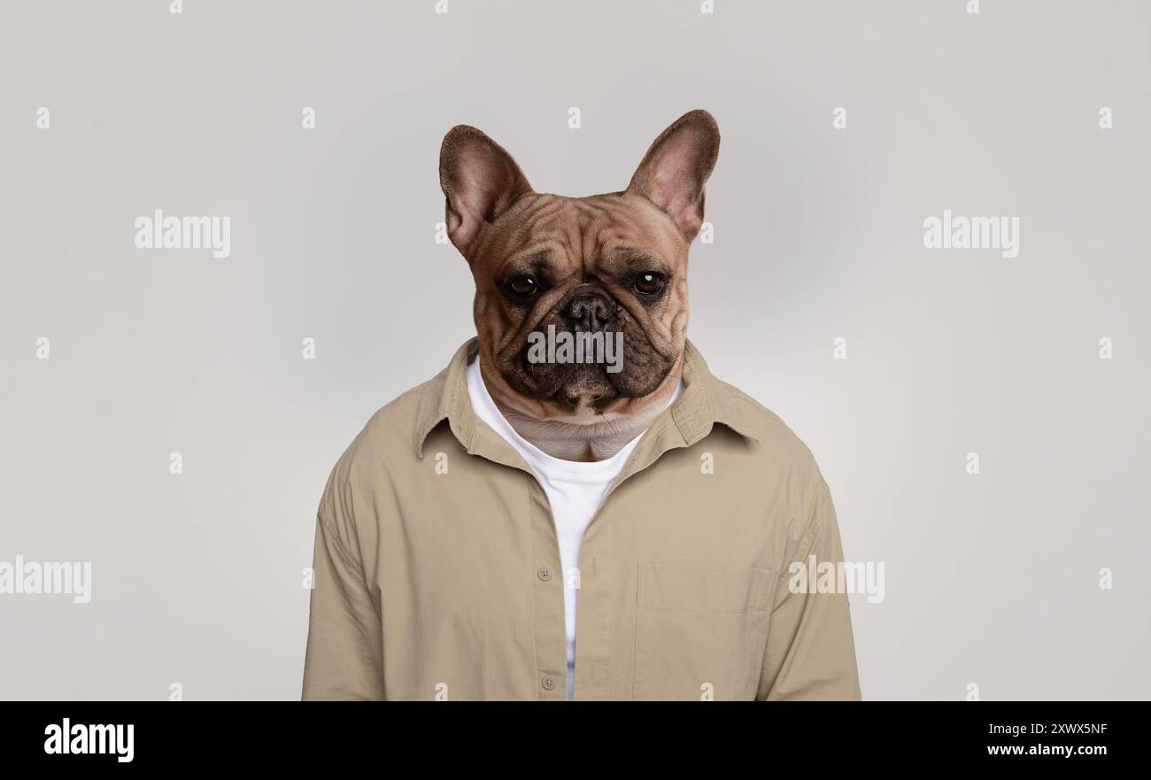 French Bulldog Wearing A Button Down Shirt Stock Photo Alamy