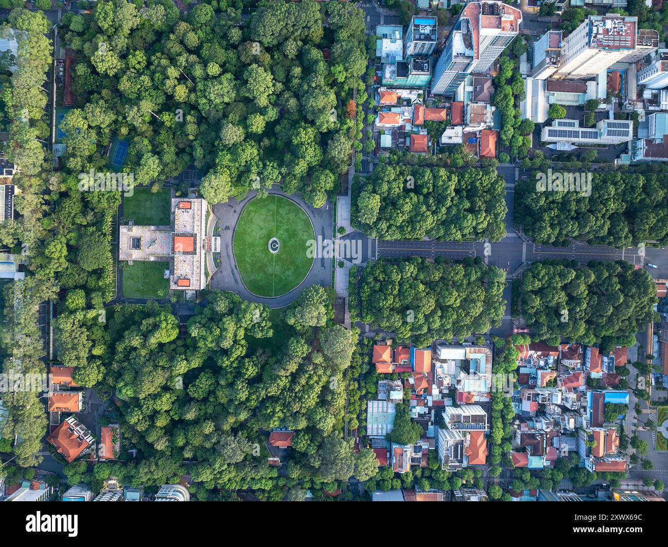 May 12, 2024: Panorama of District 1, Ho Chi Minh City in the early morning Stock Photo