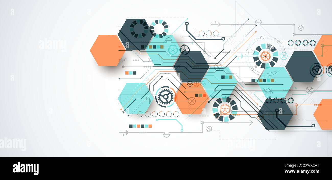 Abstract circuit board background with hexagons. Hi-tech digital ...