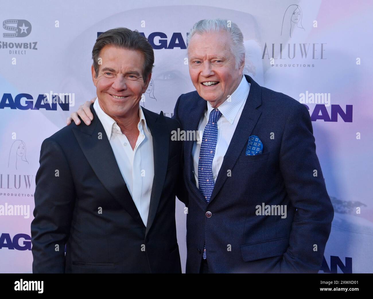 Voight Rising Cast Los Angeles, US, August 20, 2024. Cast members Dennis Quaid (L) and Jon ...