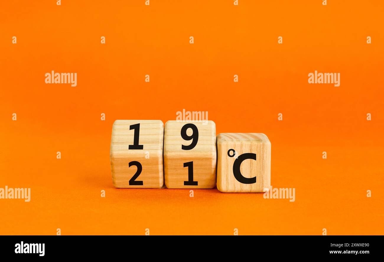 19 or 21 degrees celsius symbol concept word 19 or 21 degrees celsius