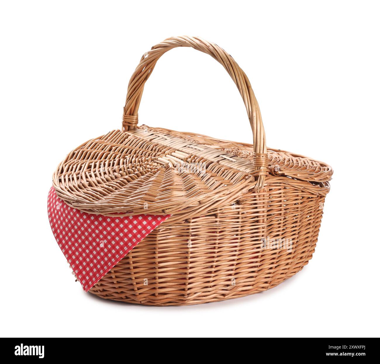 One picnic wicker basket isolated on white Stock Photo - Alamy