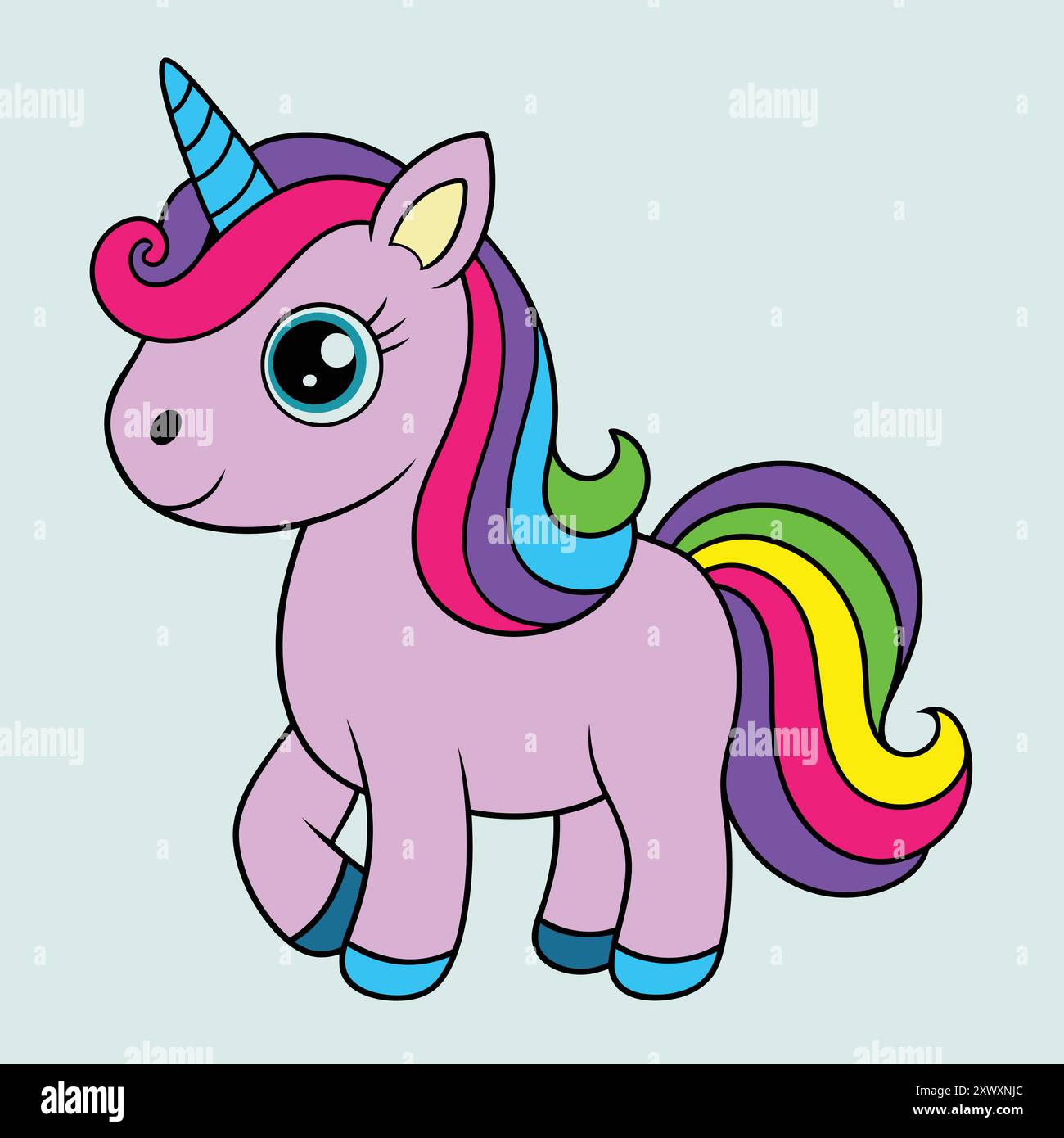 Unicorn Cartoon Vector Graphic Design Stock Vector