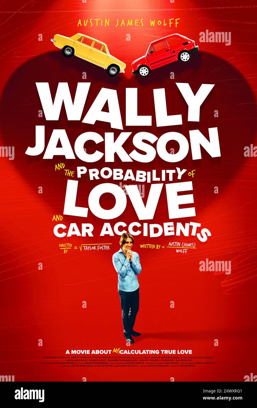 Wally Jackson and the Probability of Love and Car Accidents (2023) directed by Taylor Foster and starring Austin James Wolff, Ricardo Alzate and Dayandra de Miranda Leão. Independent film about a math-obsessed young adult attempts to calculate his way to true love, but his quest for perfection leads to comic missteps and the realization that some things in life defy formulas. Publicity poster ***EDITORIAL USE ONLY***. Credit: BFA / Wally Jackson Film Stock Photo