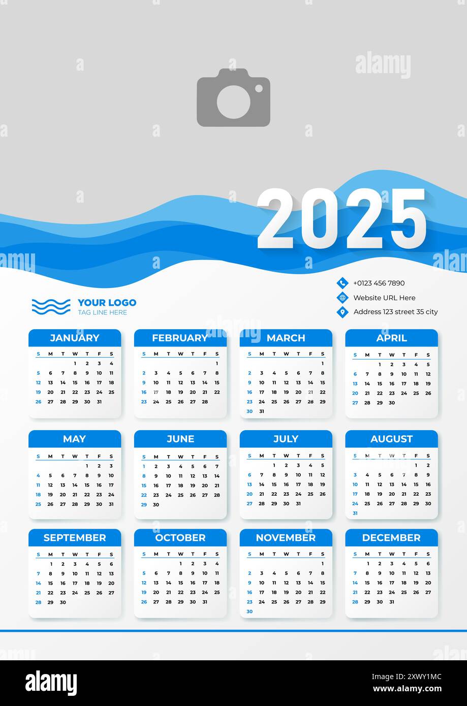 abstract-2025-wall-calendar-design-template-weeks-starts-on-sunday-best-for-business-office-and-social-media-purposes-easy-to-replace-image-stock-vector-image-art-alamy