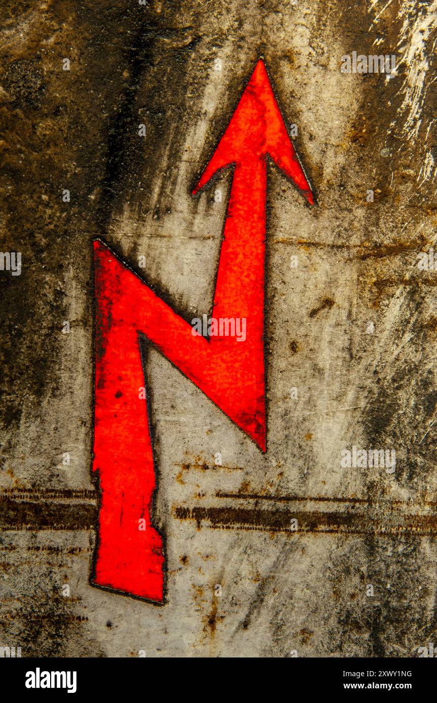 Red Lightning Arrow on old wall Stock Photo - Alamy