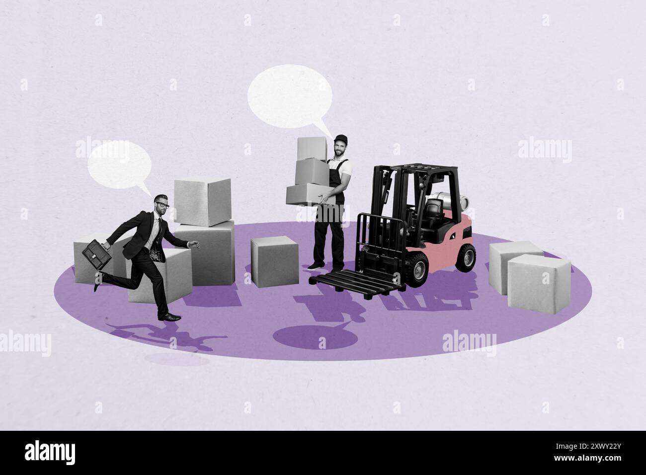 Composite artwork sketch image collage of office team work together two ...