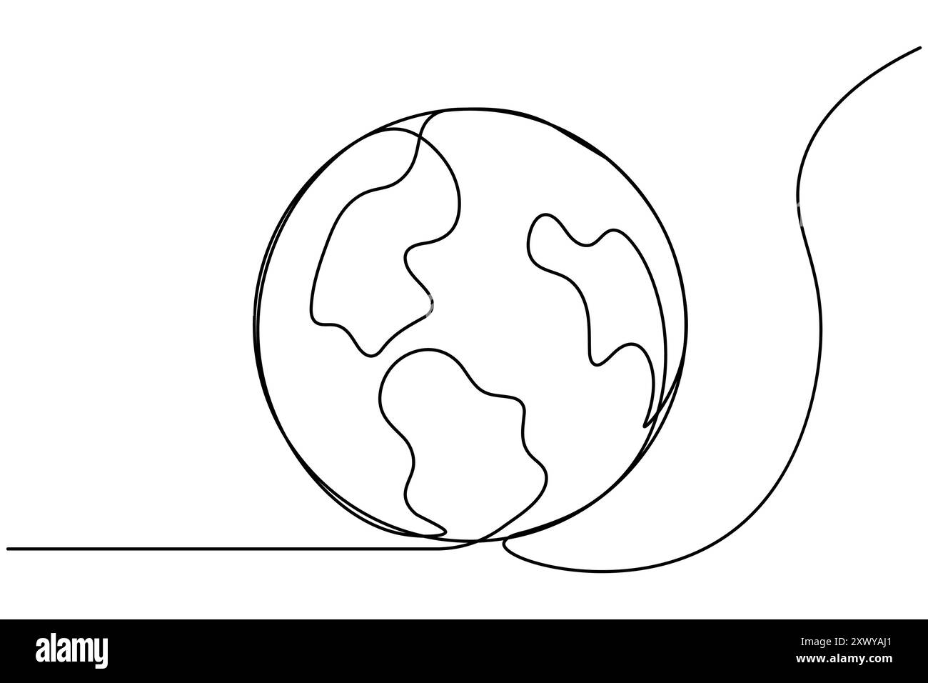 Earth globe continuous one line drawing of isolated outline vector icon ...