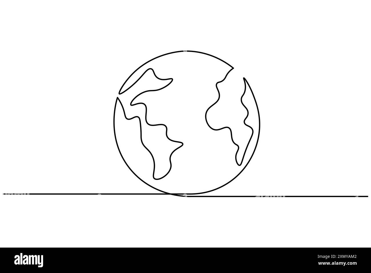 Earth globe continuous one line drawing of isolated outline vector icon ...
