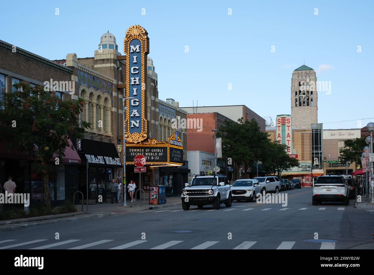East Liberty Street, with the Michigan Theater, in downtown Ann Arbor Michigan USA Stock Photo