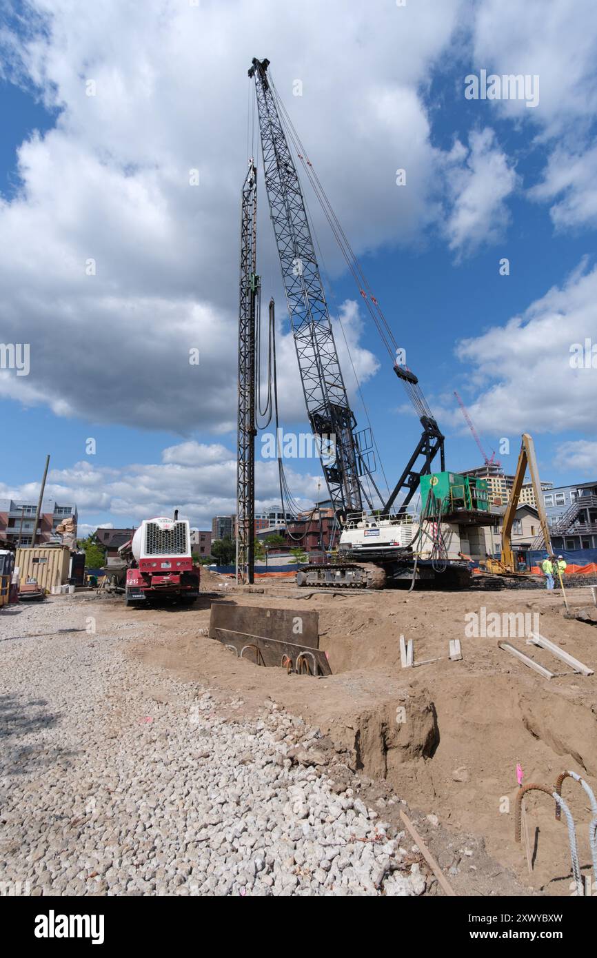 A building site, with a crane, in Ann Arbor Michigan USA Stock Photo