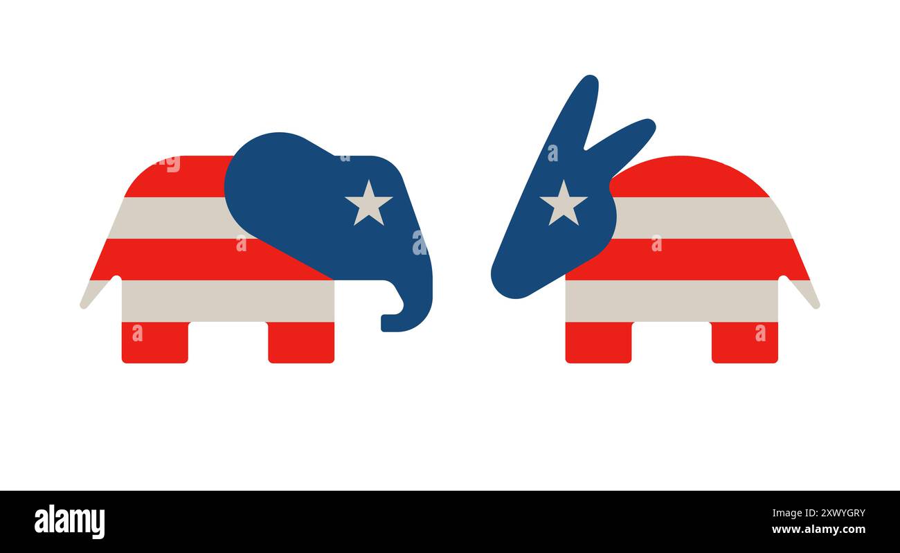 USA election. Republican elephant, Democrat donkey Stock Vector