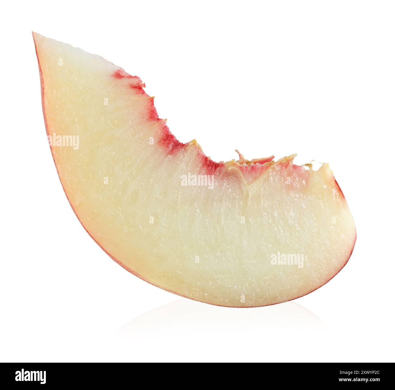 Ripe peach fruit slice isolated on white background cutout Stock Photo ...
