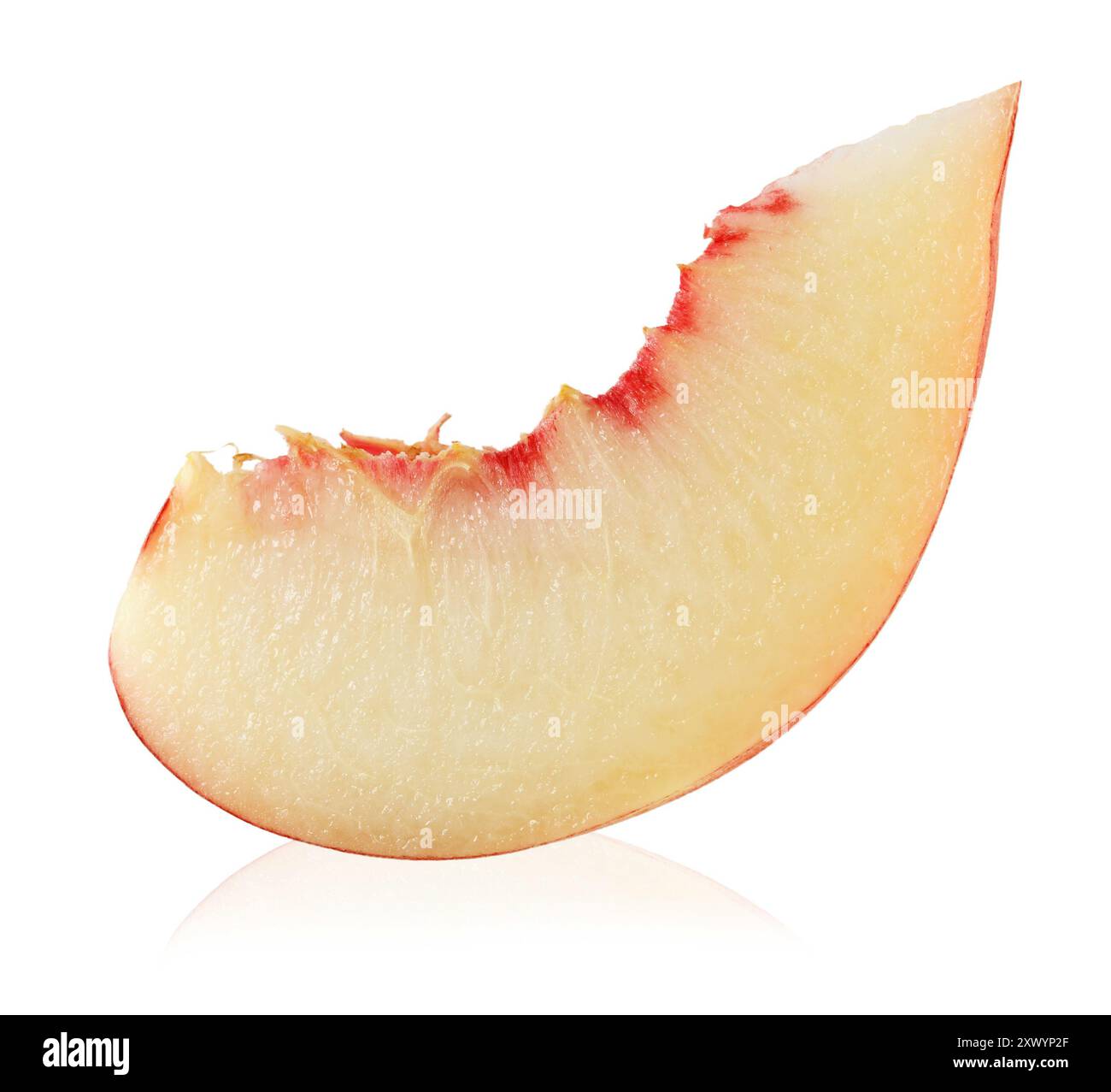 Ripe peach fruit slice isolated on white background cutout Stock Photo ...