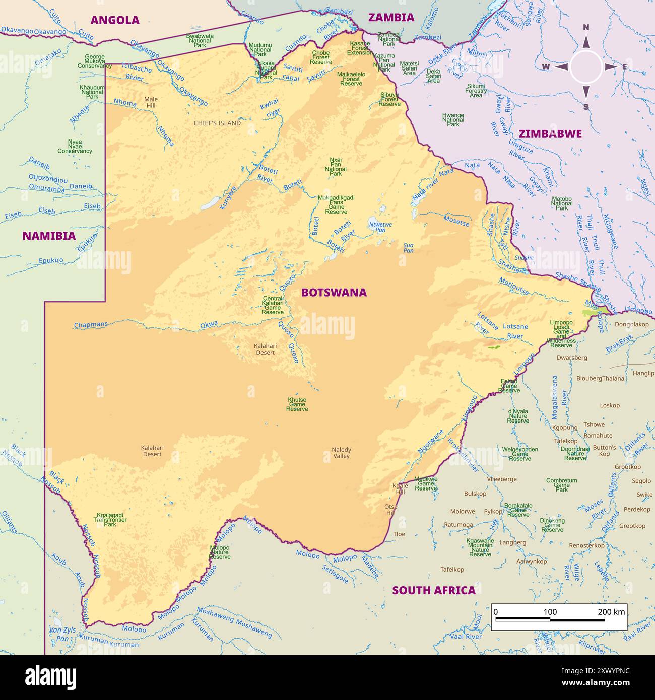 Simple Physical Map Of Botswana Stock Vector Image Art Alamy Simple Physical Map Of Botswana 2XWYPNC