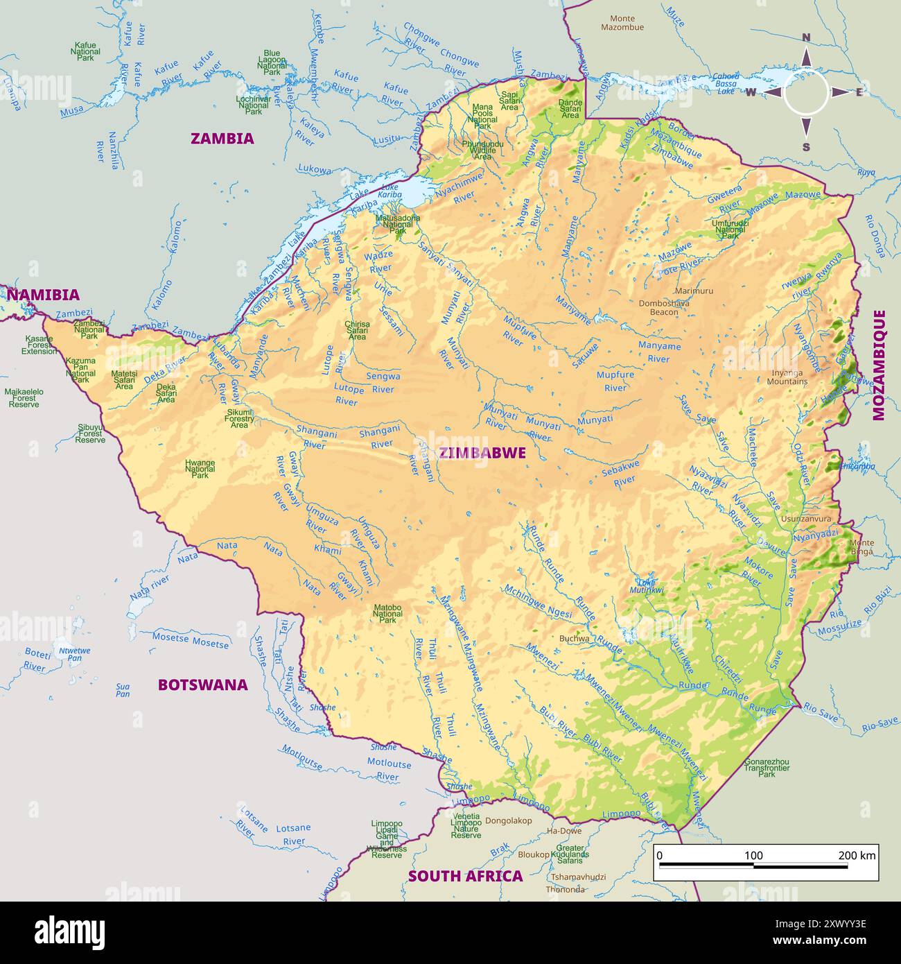 Physical World Map With Label Hi Res Stock Photography And Images Alamy Detailed Physical Map Of Zimbabwe 2XWYY3E