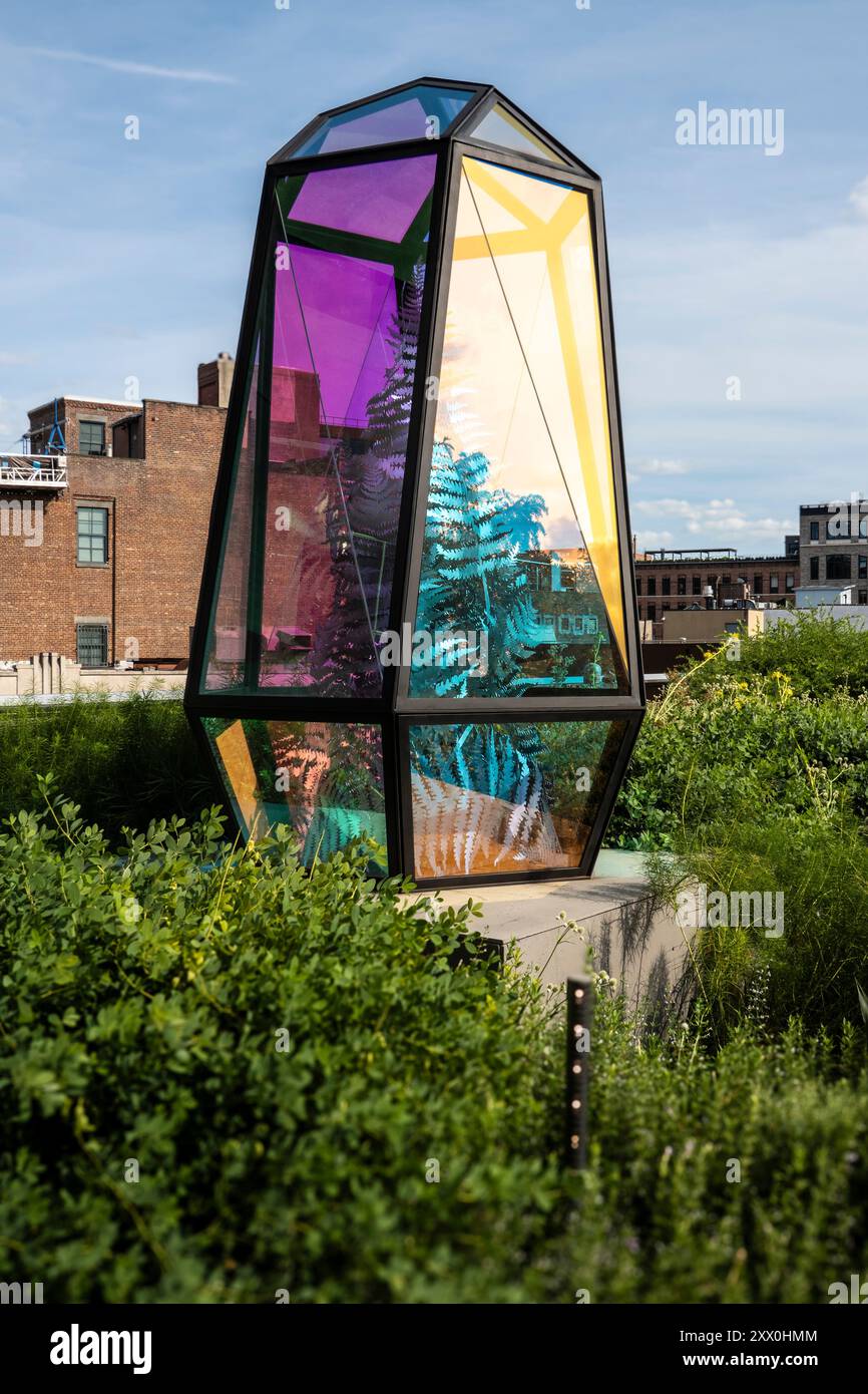 Sculpture titled On Growth by Kapwani Kiwanga on the High Line, New York City, NY, USA Stock Photo