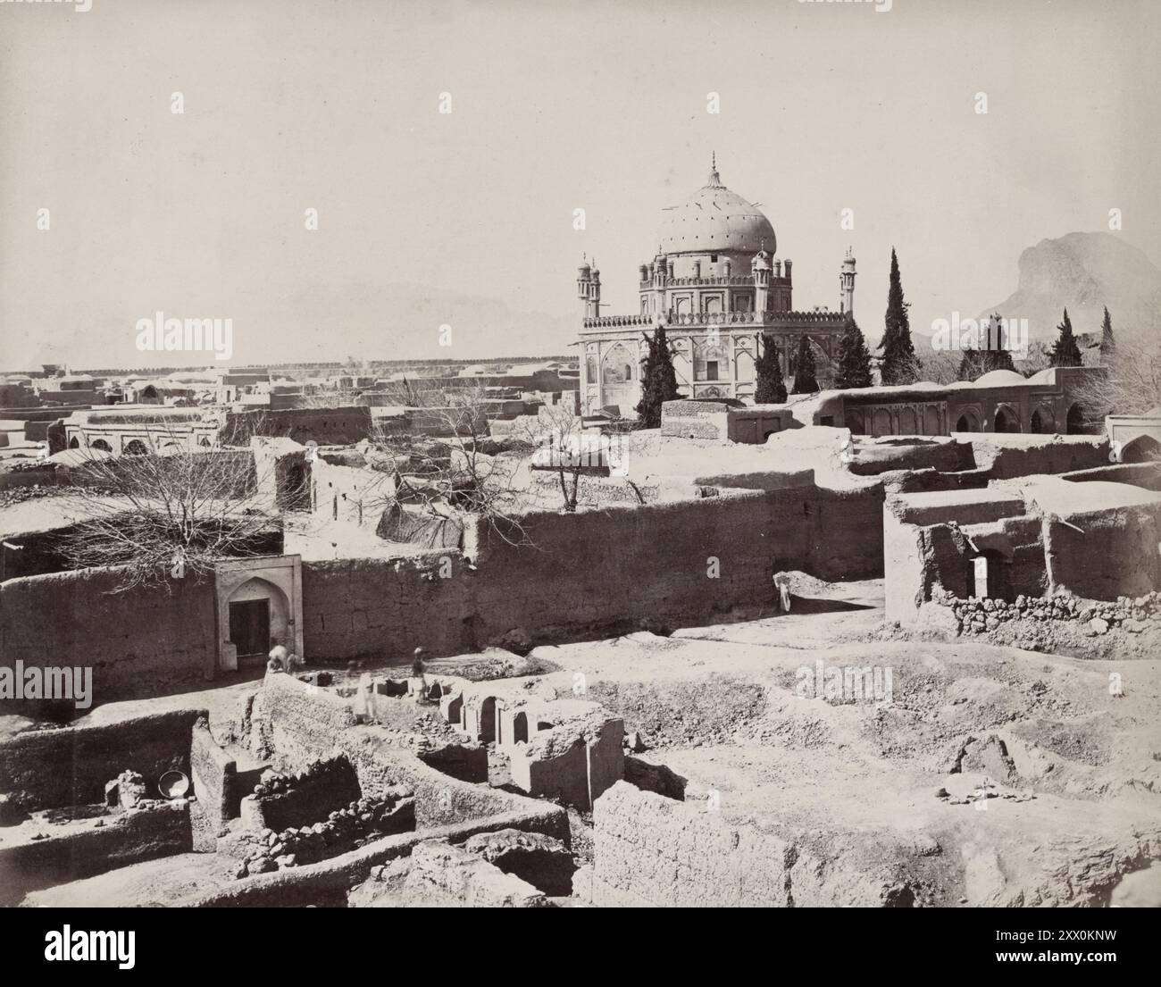 Second Anglo-Afghan War. Vintage photo of Tomb of Ahmed Shah (Mausoleum of Ahmad Shah Durrani), Kandahar. Afghanistan. 1878-1880 Stock Photo