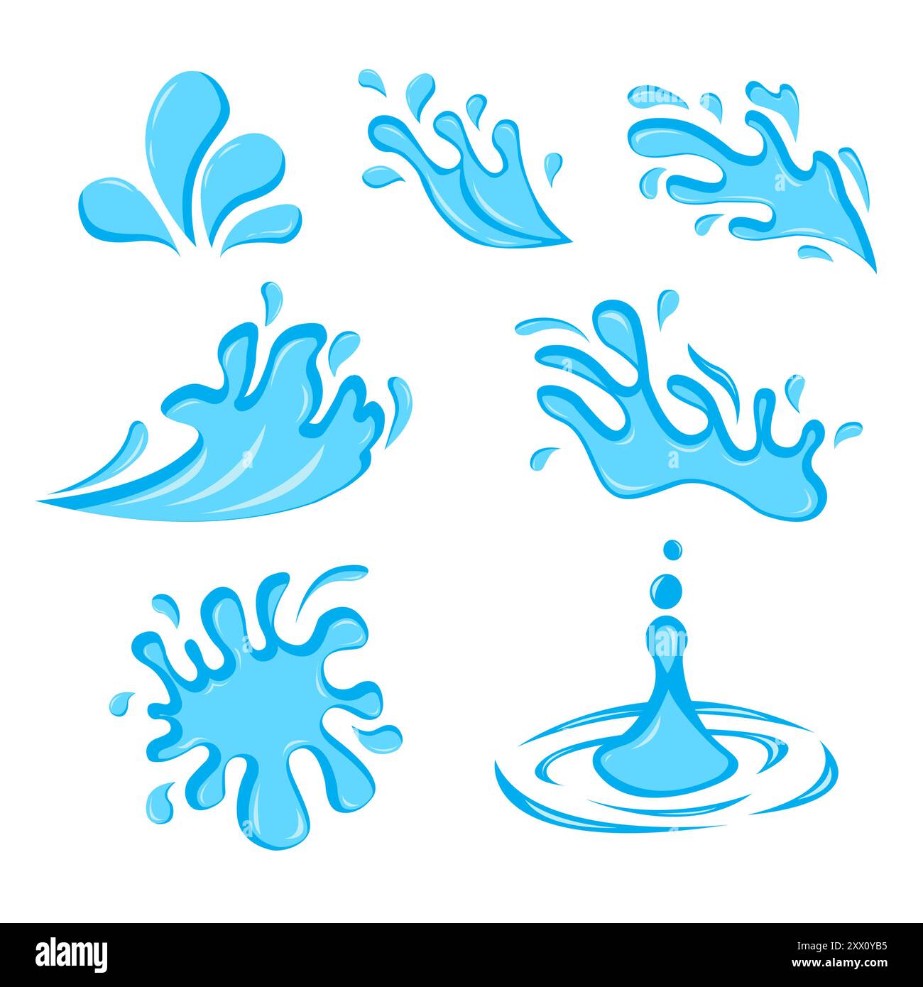 Splash water set on white background Stock Vector
