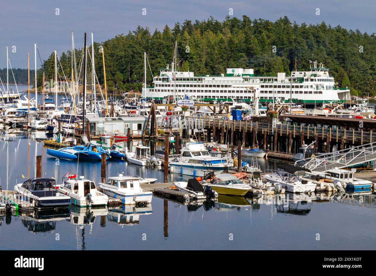 Views of the small harbor town of Friday Harbor on San Juan Island, Washington State, United States of America, North America Stock Photo