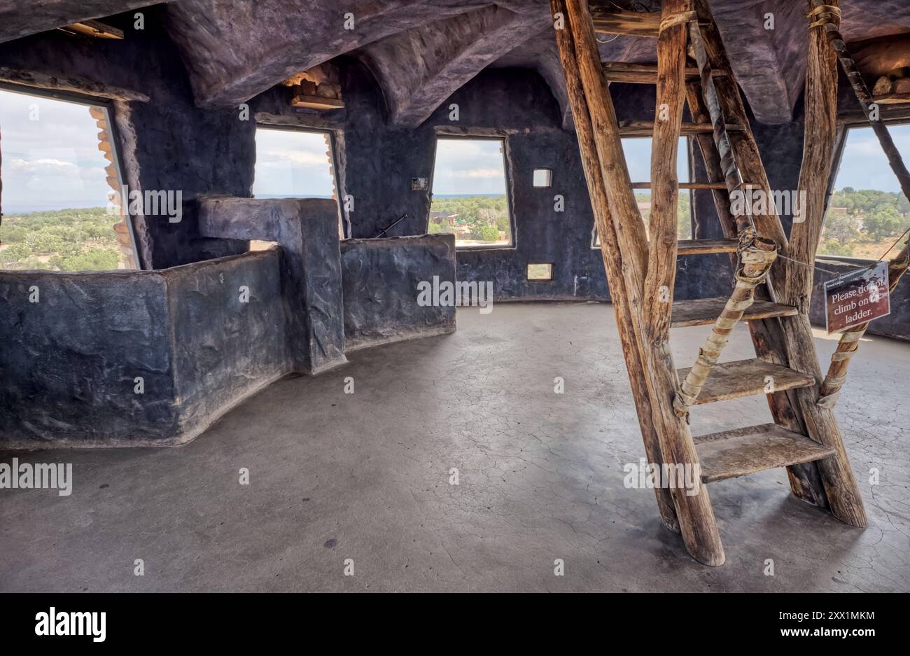 The top floor of the historic Watchtower at Grand Canyon South Rim, Grand Canyon, UNESCO World Heritage Site, Arizona, United States of America Stock Photo