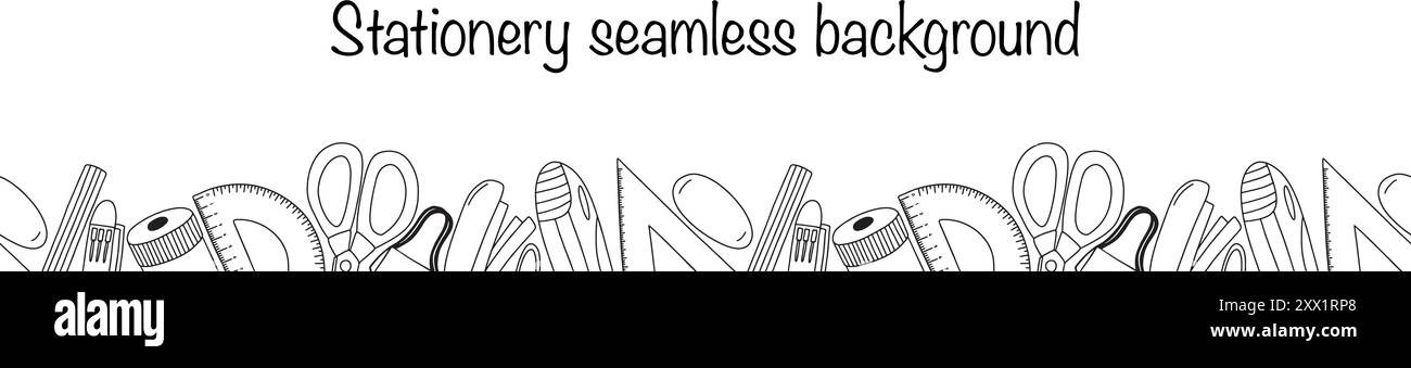 Stationery doodle vector seamless background Stock Vector