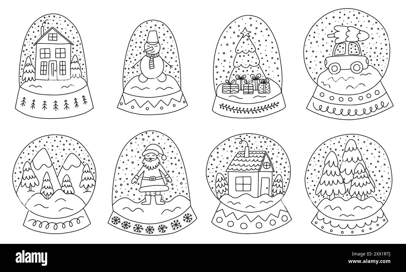 Set of glass snow globes sketches Stock Vector Image & Art - Alamy