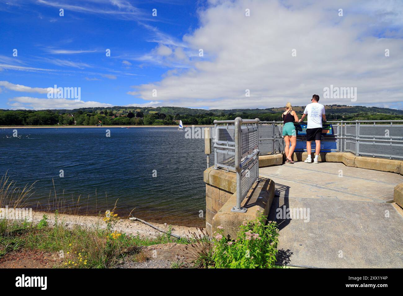 Viewpoint across Llanishen reservoir - 'Lisvane & Llanishen Reservoirs' country park, Cardiff, South Wales, UK. Taken August 2024 Stock Photo