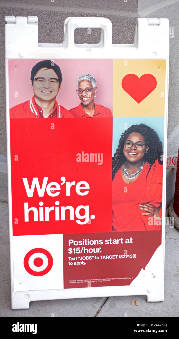 Target needing workers. Sign that advertises that Target is hiring ...
