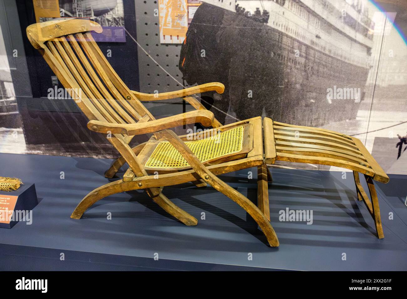 Original Titanic deckchair deck chair Maritime Museum of the Atlantic Halifax Nova Scotia Canada Stock Photo Alamy
