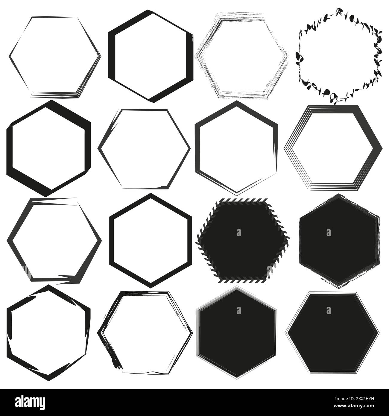 Hexagon frames set. Geometric shapes collection. Abstract design ...