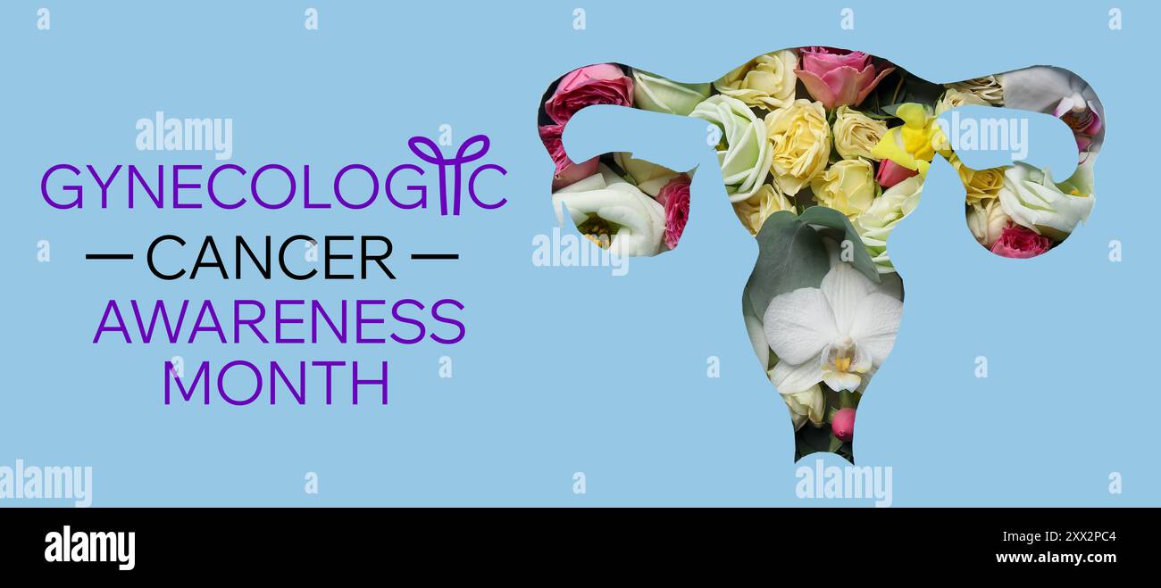 Awareness banner for Gynecologic Cancer Awareness Month with flowers in ...