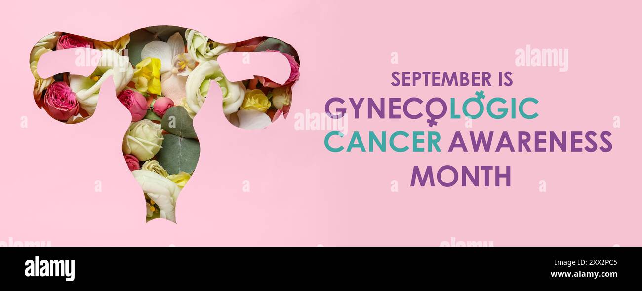 Awareness banner for Gynecologic Cancer Awareness Month with flowers in ...