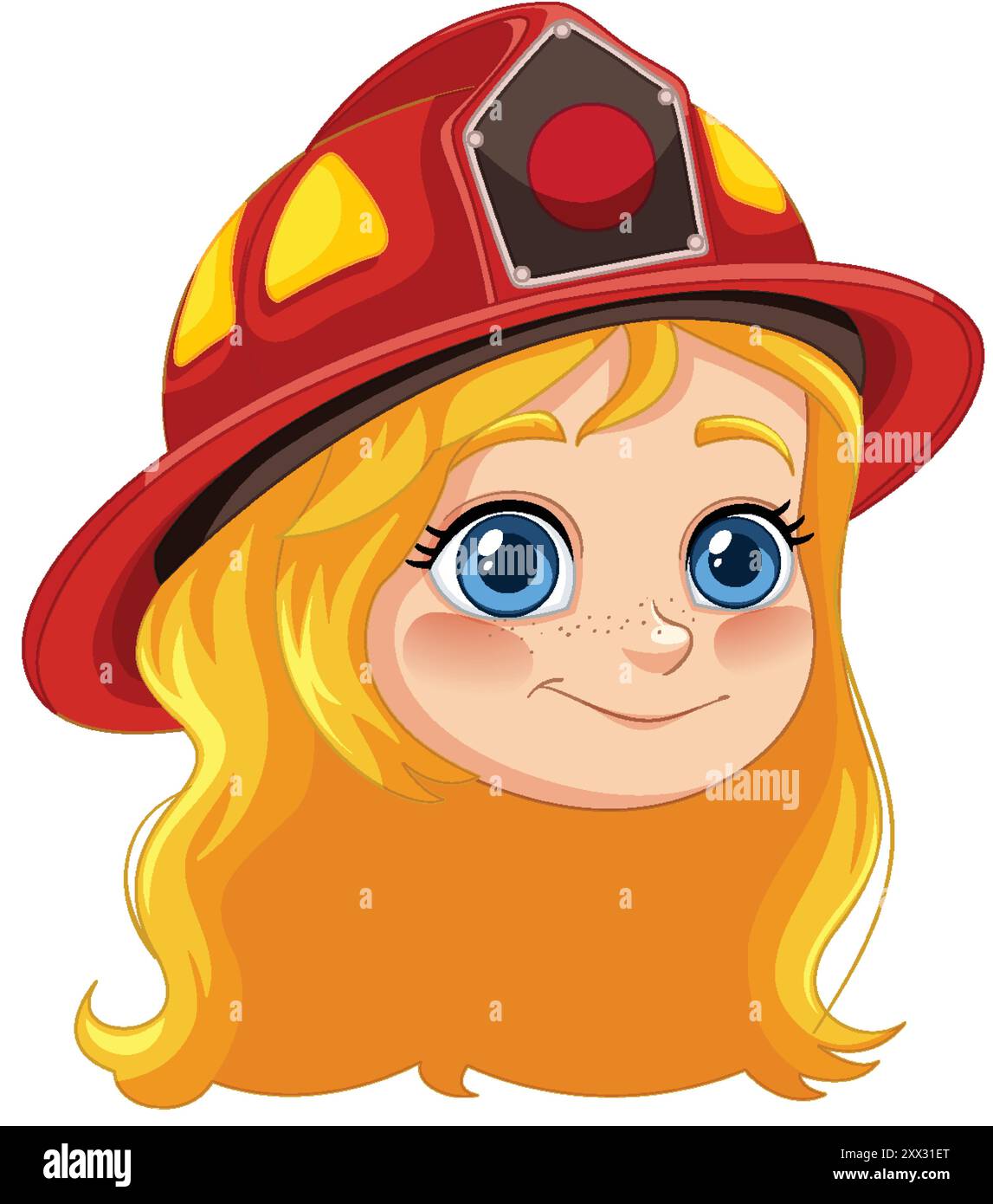 Cute girl in firefighter helmet smiling Stock Vector Image & Art - Alamy