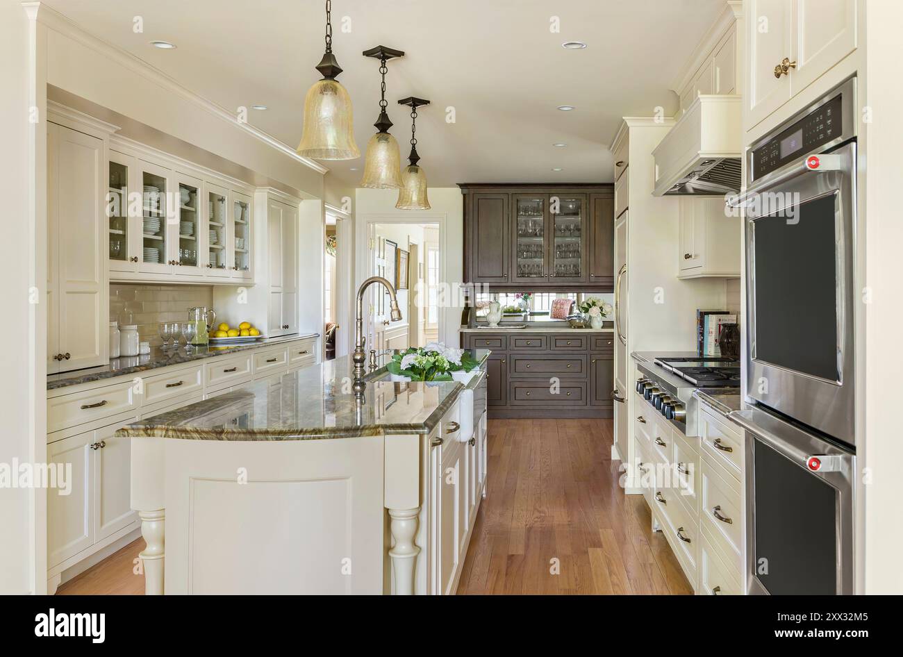 Picture of Kitchen island with kohler white haven farmhouse sink with sugar hi-res ...