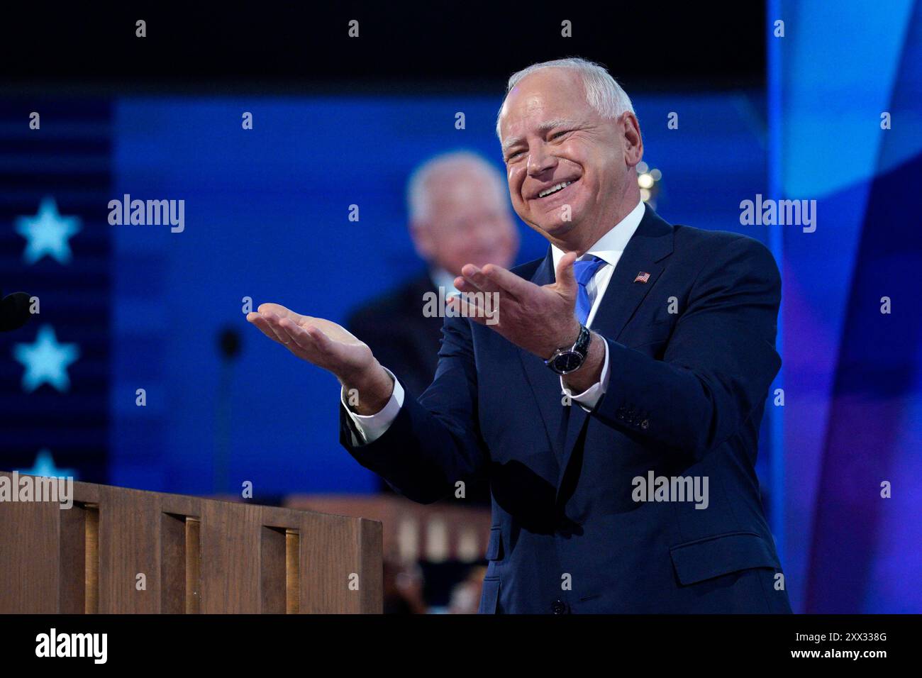 Chicago, United States. 21st Aug, 2024. Democratic vice presidential nominee Minnesota Gov. Tim Walz at the Democratic National Convention in Chicago, Illinois on August 21, 2024. Photo by Yuri Gripas/ABACAPRESS.COM Credit: Abaca Press/Alamy Live News Stock Photo