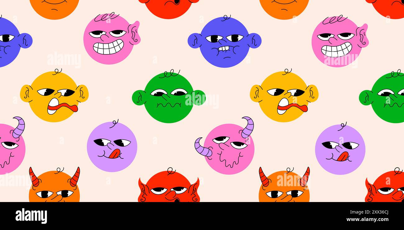 Round abstract comic faces with different emotions Stock Vector Image ...