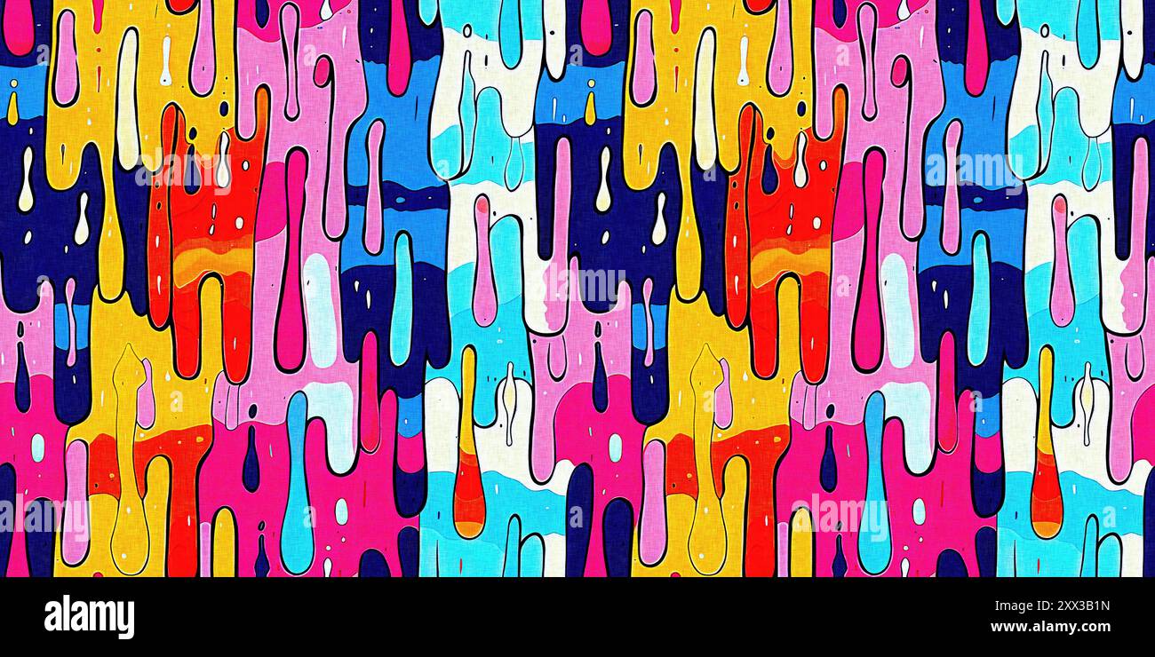 Fun dripping paint effect digital banner pattern with whimsical ink ...