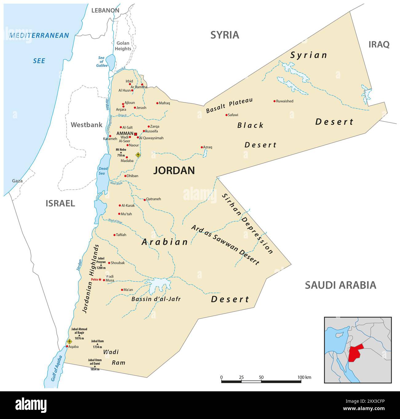 Map israel lebanon jordan syria hi-res stock photography and
