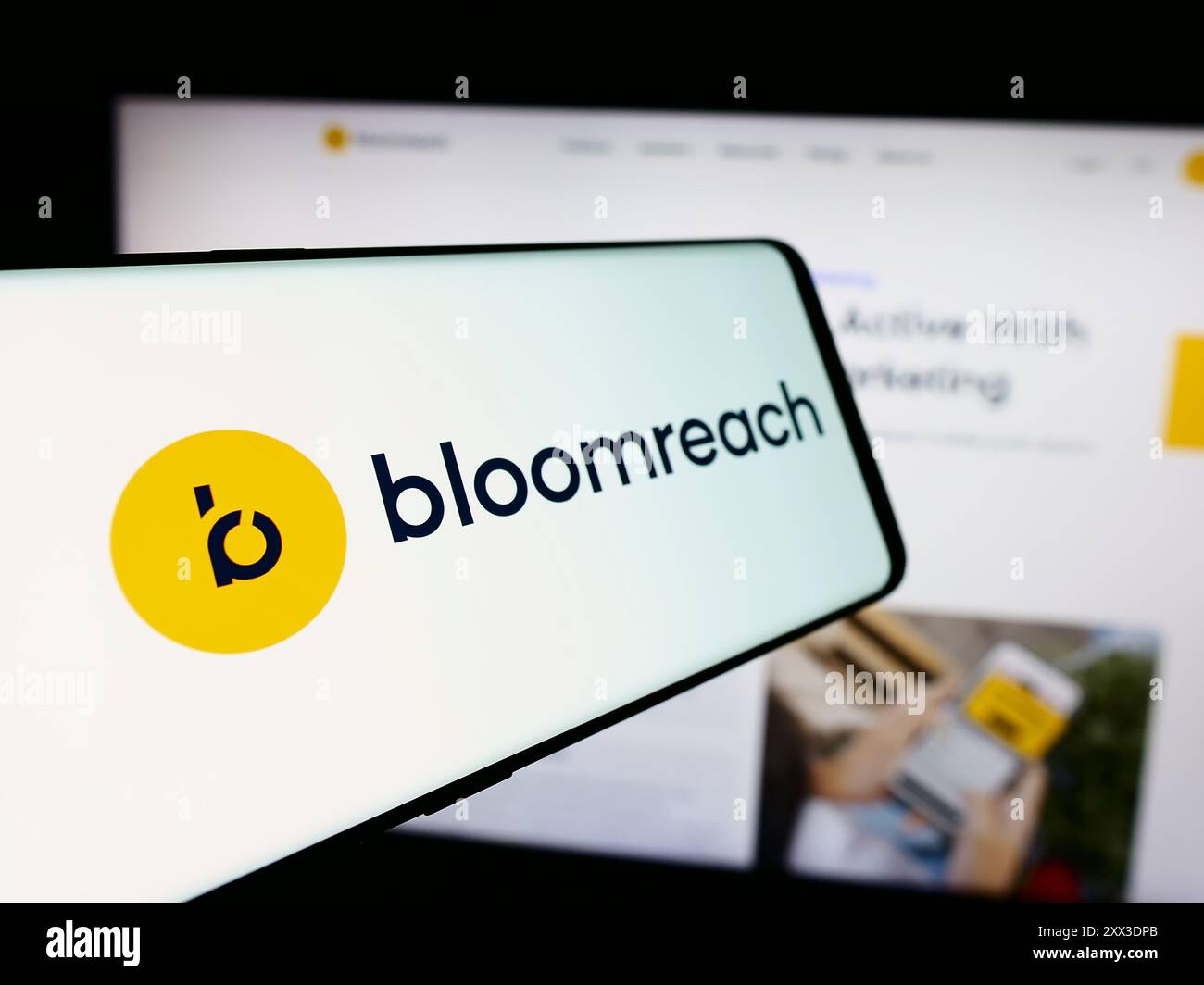 Smartphone with logo of American e-commerce platform company Bloomreach  Inc. in front of website. Focus on center-left of phone display Stock Photo  - Alamy, image size:1300x1064