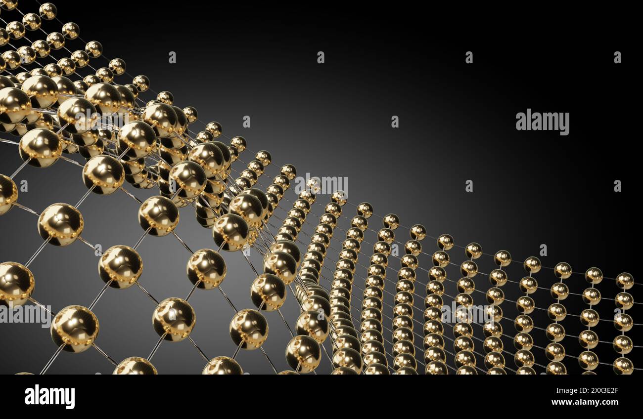 Abstract background with golden spheres - 3D illustration Stock Photo ...
