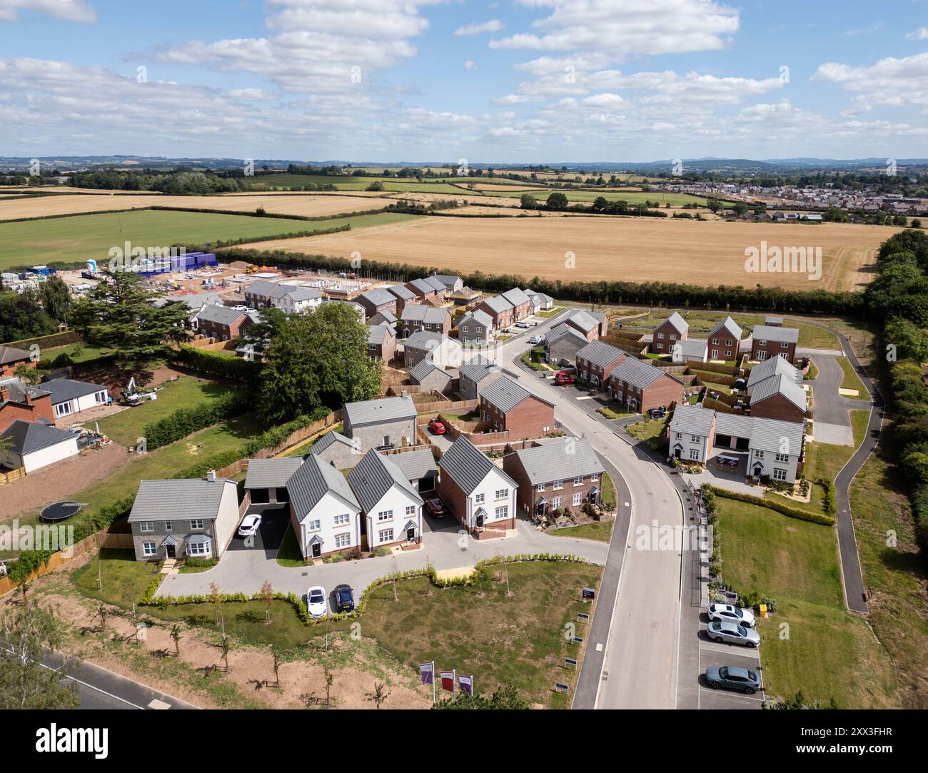 Elgar Place a new housing estate development, Hereford, Herefordshire, England, aerial Stock Photo