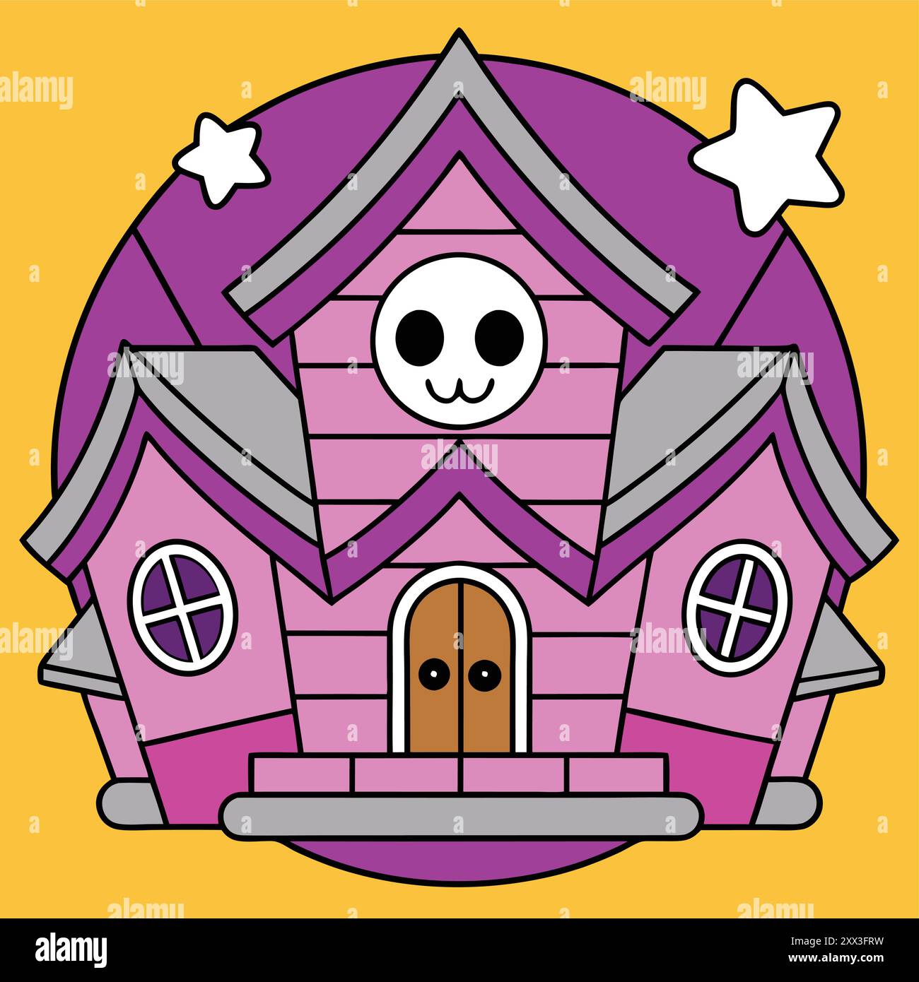 Halloween Scary House Vector Illustration - Spooky Haunted House Design ...