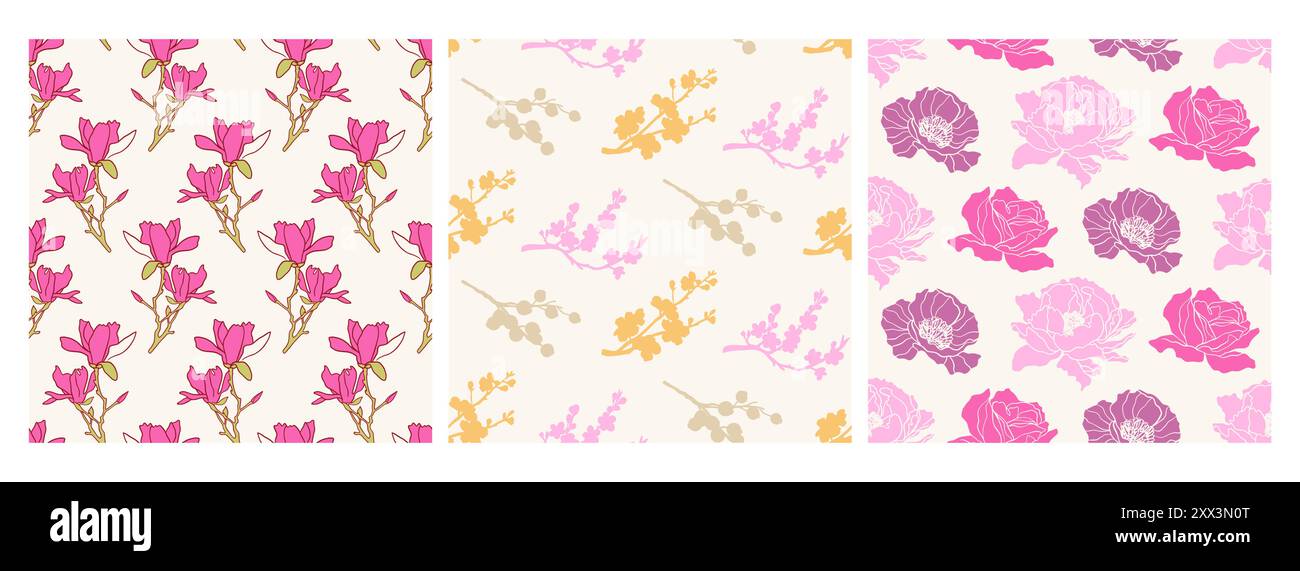 Hand drawn seamless patterns Stock Vector Images - Alamy